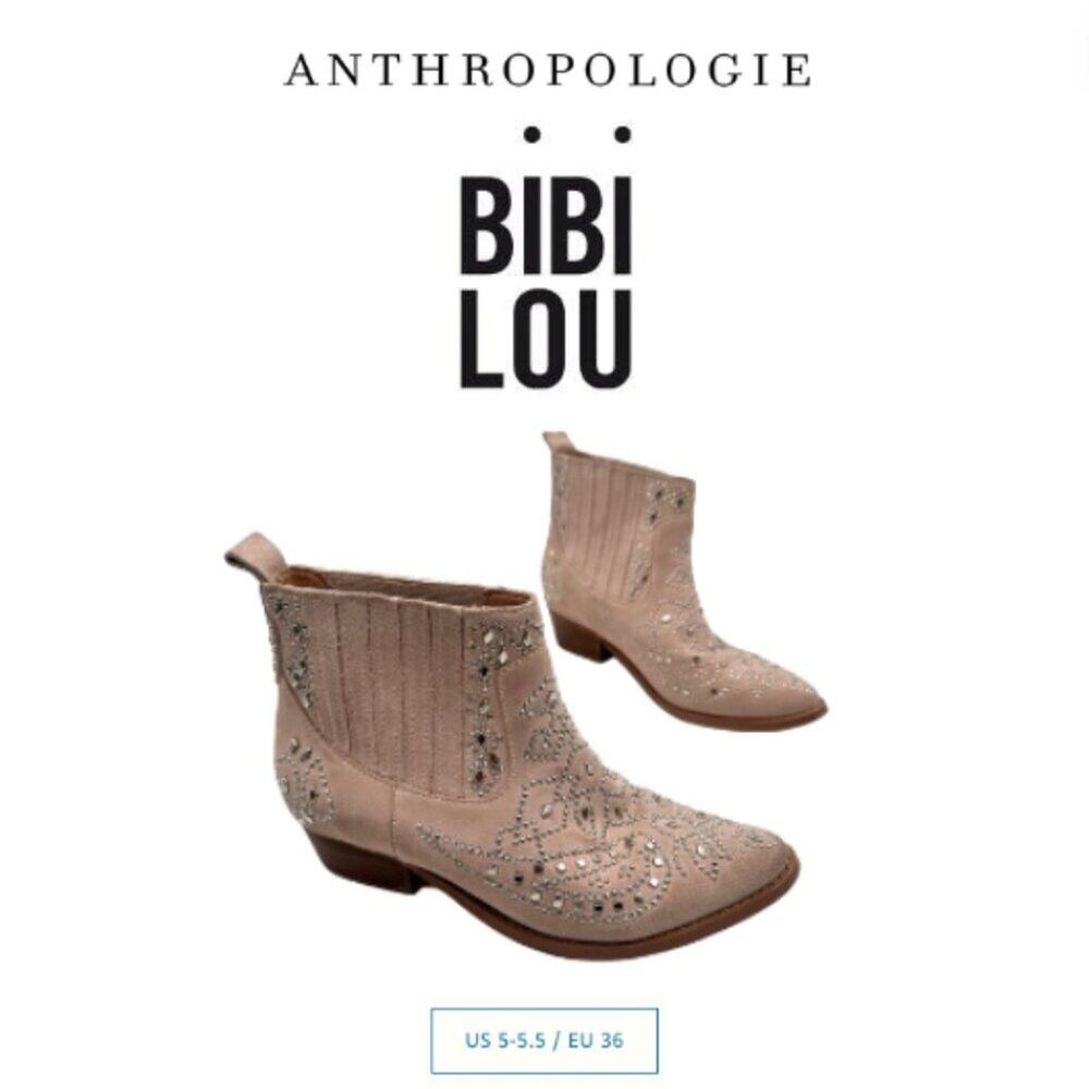 ANTHROPOLOGIE - Bibi Lou Women's Embellished Ankle Boot Nude SIZE EU 36 / US 5.5